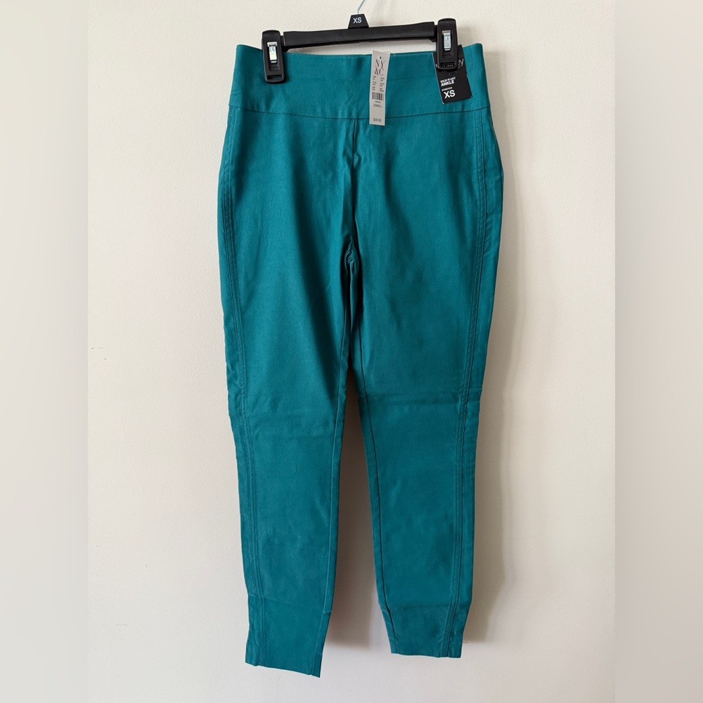 New York & Company Turquoise High-Waist Ankle Pants